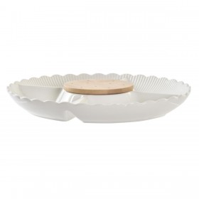 Vassoio per aperitivi DKD Home Decor 25,5 x 25,5 x 3 cm Naturale Porcellana Bianco