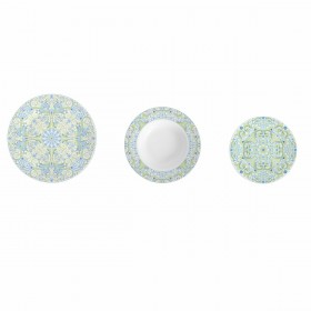 Set di Stoviglie DKD Home Decor Azzurro Verde Azzurri/ Verdi Porcellana Arabo 18 Pezzi