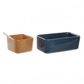 Set da Aperitivo DKD Home Decor Porcellana Multicolore Bambù 5 Pezzi (27 x 26 x 8 cm)