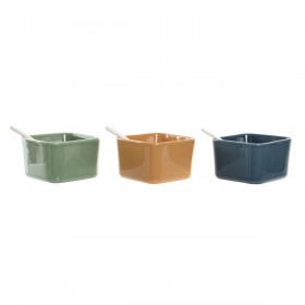 Set da Aperitivo DKD Home Decor Porcellana Multicolore Bambù 8 Pezzi (30 x 30 x 6 cm)
