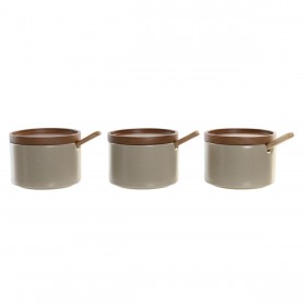 Portazucchero DKD Home Decor Marrone Beige Legno d'albero della gomma 29 x 10 x 7 cm