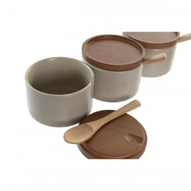 Portazucchero DKD Home Decor Marrone Beige Legno d'albero della gomma 29 x 10 x 7 cm