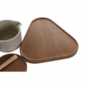 Portazucchero DKD Home Decor 19,5 x 18,5 x 7 cm Beige Marrone Legno d'albero della gomma 4 Pezzi