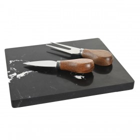 Tagliere per Formaggi DKD Home Decor Nero Marrone Marmo Acacia (49 x 19 x 2 cm)