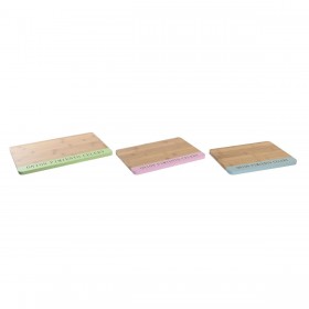 Tagliere DKD Home Decor Azzurro Verde Rosa Bambù 33,5 x 22,4 x 1,2 cm