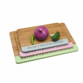 Tagliere DKD Home Decor Azzurro Verde Rosa Bambù 33,5 x 22,4 x 1,2 cm