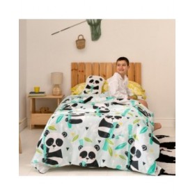 Set di copripiumino HappyFriday Moshi Moshi Panda Garden Blue Azzurro Singolo 2 Pezzi