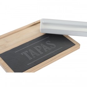 Set da Aperitivo DKD Home Decor 24 x 7 x 2,5 cm Naturale Nero Lavagna