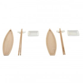 Set per Sushi DKD Home Decor 8 x 5 x 2 cm Ceramica Naturale Bianco Orientale
