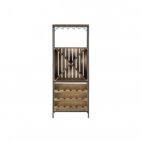 Portabottiglie DKD Home Decor Nero Naturale Metallo Abete 60 x 30 x 160 cm
