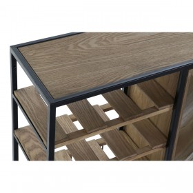 Portabottiglie DKD Home Decor 80 x 24 x 44 cm Abete Naturale Nero Metallo Marrone Legno MDF