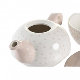 Set Teiera DKD Home Decor Azzurro Rosa Giallo 750 ml Dolomite (3 Unità)