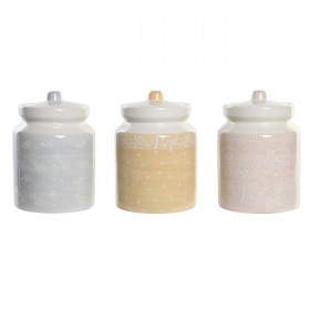 Barattolo DKD Home Decor 12 x 12 x 16 cm Azzurro Rosa Giallo Dolomite Shabby Chic (3 Unità)