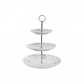 Portafrutta DKD Home Decor 27 x 27 x 34 cm Porcellana Rosa Metallo Bianco