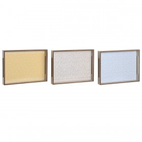 Vassoio per aperitivi DKD Home Decor Azzurro Rosa Giallo 3 Pezzi Legno MDF 40 x 30 x 5 cm Shabby Chic