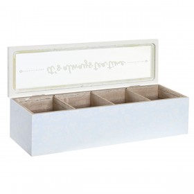 Scatola per Infusioni DKD Home Decor 30 x 9 x 8 cm Cristallo Azzurro Rosa 3 Pezzi Legno MDF