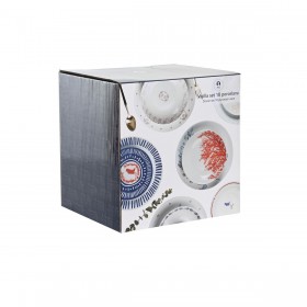 Set di Stoviglie DKD Home Decor Azzurro Bianco Rosa Porcellana 18 Pezzi 27 x 27 x 3 cm