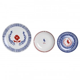 Set di Stoviglie DKD Home Decor Azzurro Bianco Rosso Porcellana Mediterraneo 18 Pezzi 27 x 27 x 3 cm