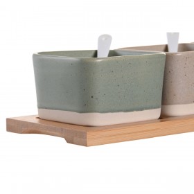 Set da Aperitivo DKD Home Decor 29 x 11,5 x 1,5 cm Porcellana Multicolore Bambù Scandinavo