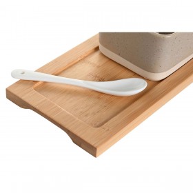Set da Aperitivo DKD Home Decor 29 x 11,5 x 1,5 cm Porcellana Multicolore Bambù Scandinavo