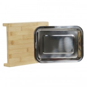 Tagliere DKD Home Decor Naturale Bambù Acciaio inossidabile 28 x 21,5 x 4,2 cm
