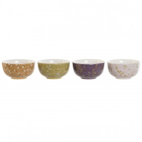 Ciotola DKD Home Decor Verde Rosa Senape Lilla Dolomite Shabby Chic 600 ml 14 x 14 x 7 cm (4 Unità)
