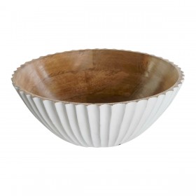 Insalatiera DKD Home Decor Bianco Naturale Legno di mango 30 x 30 x 12 cm