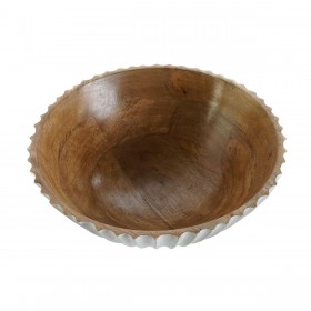Insalatiera DKD Home Decor Bianco Naturale Legno di mango 30 x 30 x 12 cm