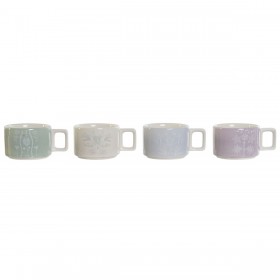 Set di Tazze da Caffè DKD Home Decor Verde Blu cielo Lilla Metallo Bambù Dolomite 260 ml
