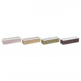 Scatola per Infusioni DKD Home Decor Verde Senape Marrone scuro Cristallo Legno MDF (4 Unità)