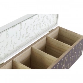Scatola per Infusioni DKD Home Decor Verde Senape Marrone scuro Cristallo Legno MDF (4 Unità)