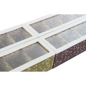 Scatola per Infusioni DKD Home Decor Verde Senape Marrone scuro Cristallo Legno MDF (4 Unità)