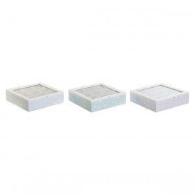 Scatola per Infusioni DKD Home Decor Azzurro Bianco Verde Lilla Metallo Cristallo Legno MDF (3 Unità)