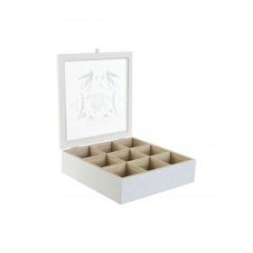 Scatola per Infusioni DKD Home Decor Azzurro Bianco Verde Lilla Metallo Cristallo Legno MDF (3 Unità)