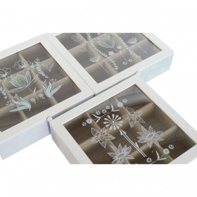 Scatola per Infusioni DKD Home Decor Azzurro Bianco Verde Lilla Metallo Cristallo Legno MDF (3 Unità)