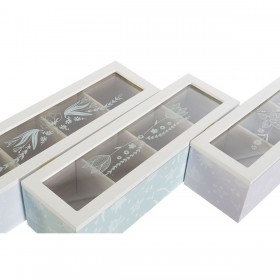 Scatola per Infusioni DKD Home Decor Azzurro Verde Lilla Cristallo Legno MDF (3 Unità)