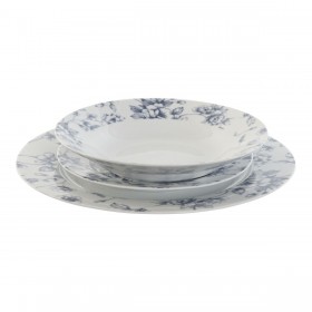 Set di Stoviglie Home ESPRIT Azzurro Porcellana Floreale 18 Pezzi 27 x 27 x 2 cm