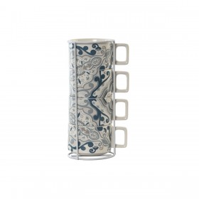 Set di Tazze da Caffè Home ESPRIT Beige Grigio Rosa Lilla Metallo Bambù Dolomite 260 ml