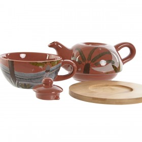 Teiera Home ESPRIT Bianco Beige Terracotta Rosa chiaro Dolomite 750 ml (2 Unità)