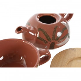 Teiera Home ESPRIT Bianco Beige Terracotta Rosa chiaro Dolomite 750 ml (2 Unità)
