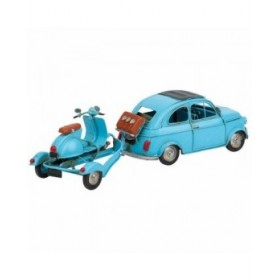 Statua Decorativa Alexandra House Living Azzurro Chiaro Ferro ABS Moto Trailer 10 x 10 x 34 cm