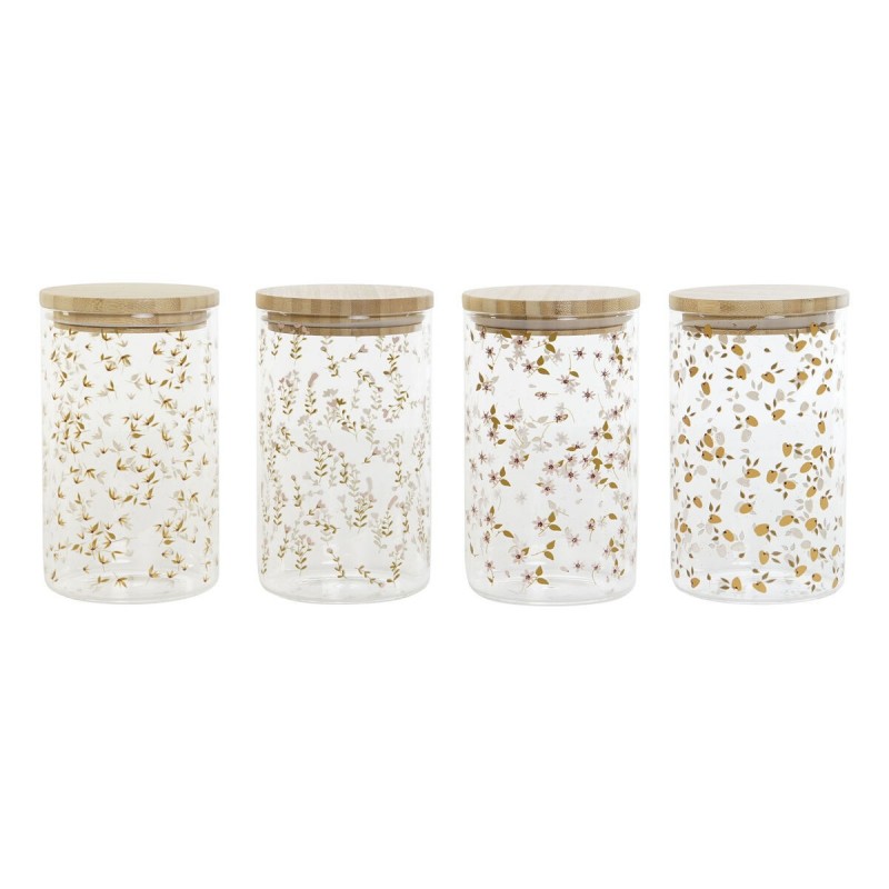 Barattolo DKD Home Decor Bambù Vetro Borosilicato Shabby Chic 1 L 10 x 10 x 17 cm (4 Unità)