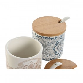 Portazucchero Home ESPRIT Azzurro Beige Rosa Lilla Bambù Dolomite 7,5 x 7,5 x 7,5 cm (2 Unità)