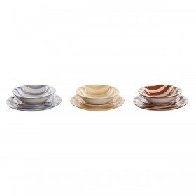 Servizio di Piatti Home ESPRIT Giallo Azzurro Rosso Gres Righe Mediterraneo 27,5 x 27,5 x 2,8 cm 18 Pezzi