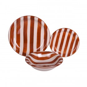 Servizio di Piatti Home ESPRIT Giallo Azzurro Rosso Gres Righe Mediterraneo 27,5 x 27,5 x 2,8 cm 18 Pezzi