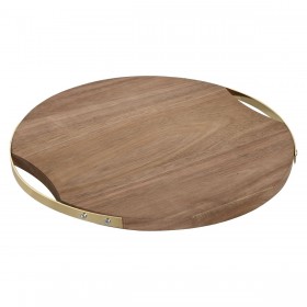 Tagliere Home ESPRIT Dorato Naturale Metallo Acacia 32,3 x 31,3 x 1,4 cm