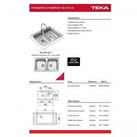 Lavello a Due Vasche Teka STARBRIGHT 80 E-XP 2C