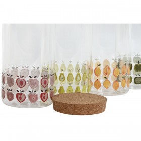 Barattolo Home ESPRIT Giallo Verde Naturale Sughero Silicone Vetro Borosilicato Shabby Chic 1 L (4 Unità)