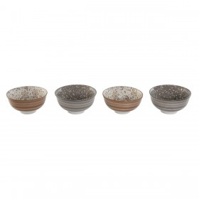 Set di Ciotole Home ESPRIT Marrone Beige Porcellana Fiori Shabby Chic 11,5 x 11,5 x 6 cm