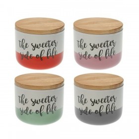 Barattolo Versa The Sweetes Side Of Life Pieghevole Porcellana Legno (10 x 8,2 x 10 cm)